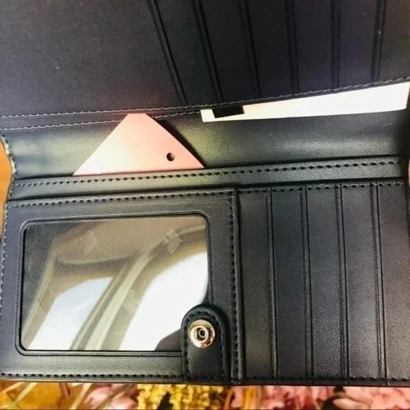 Kate Spade Hot Air Balloon Snap Wallet Blue Stripe KSNY Logo - Picture 4 of 4